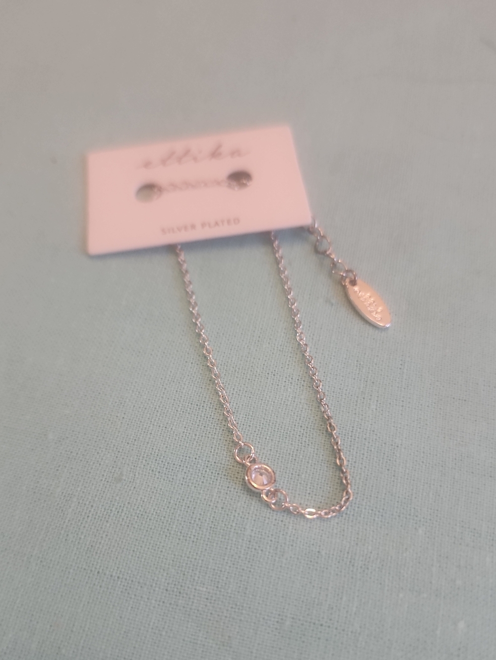 Silver Plated Women's Bracelet with Clear Stone Accent